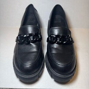 Madden NYC Black Chunky Chain Loafers Platform Academia Goth Women’s 11